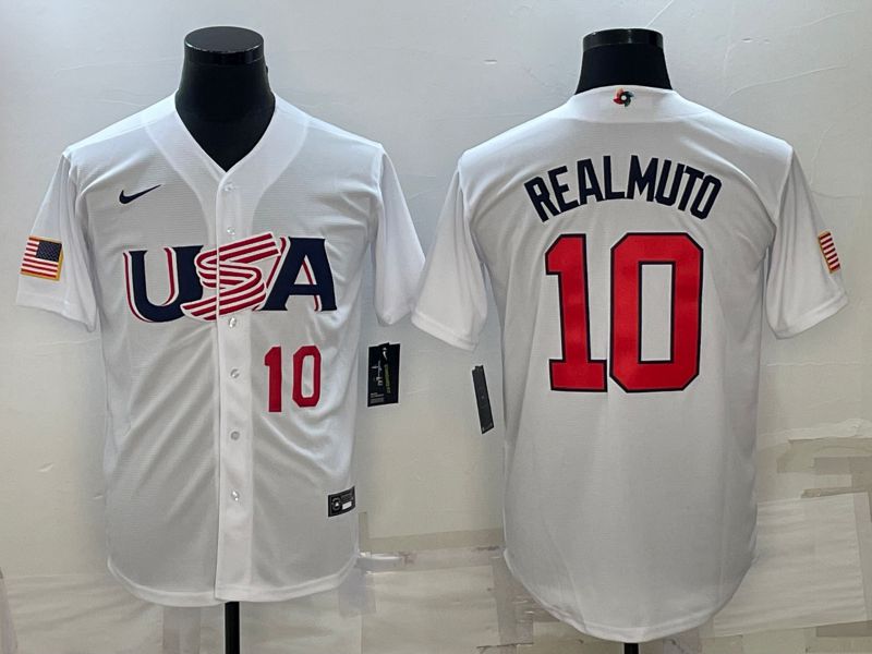 Men 2023 World Cub USA #10 Realmuto White Nike MLB Jersey18